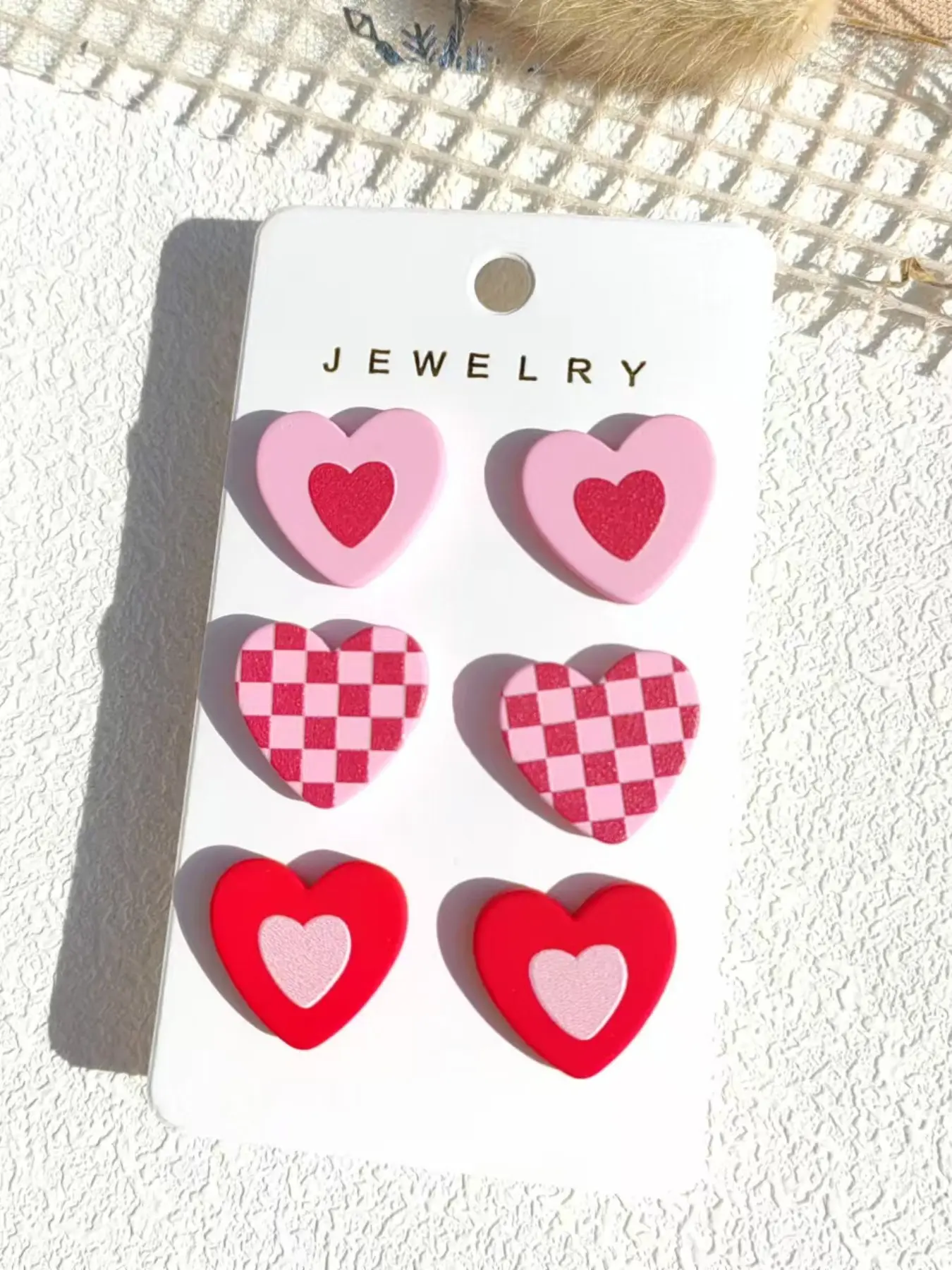 Y2K Sweet Cool Heart Earrings Set, Glitter Checkerboard, Matte Color Hearts, Hypoallergenic, Perfect for Daily Wear, Gifts