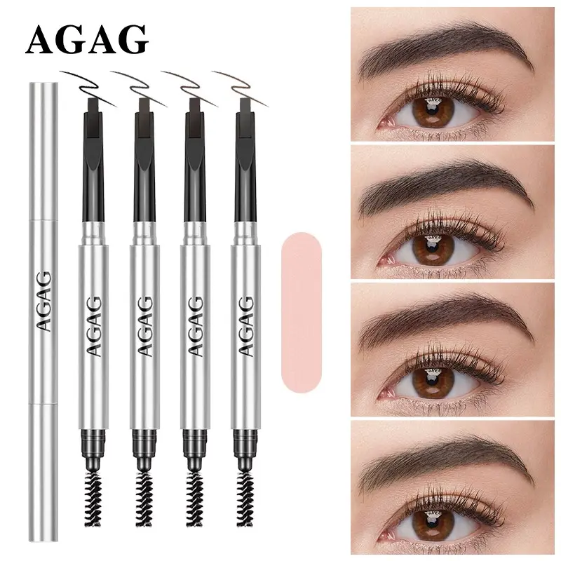 AGAG Dual End Retractable Cosmetic Eyebrow Pencil With Spoolie Brush Waterproof Sweat Resistant Smudge Proof Long Lasting Natural Eyebrow Makeup For Makeup Beginners