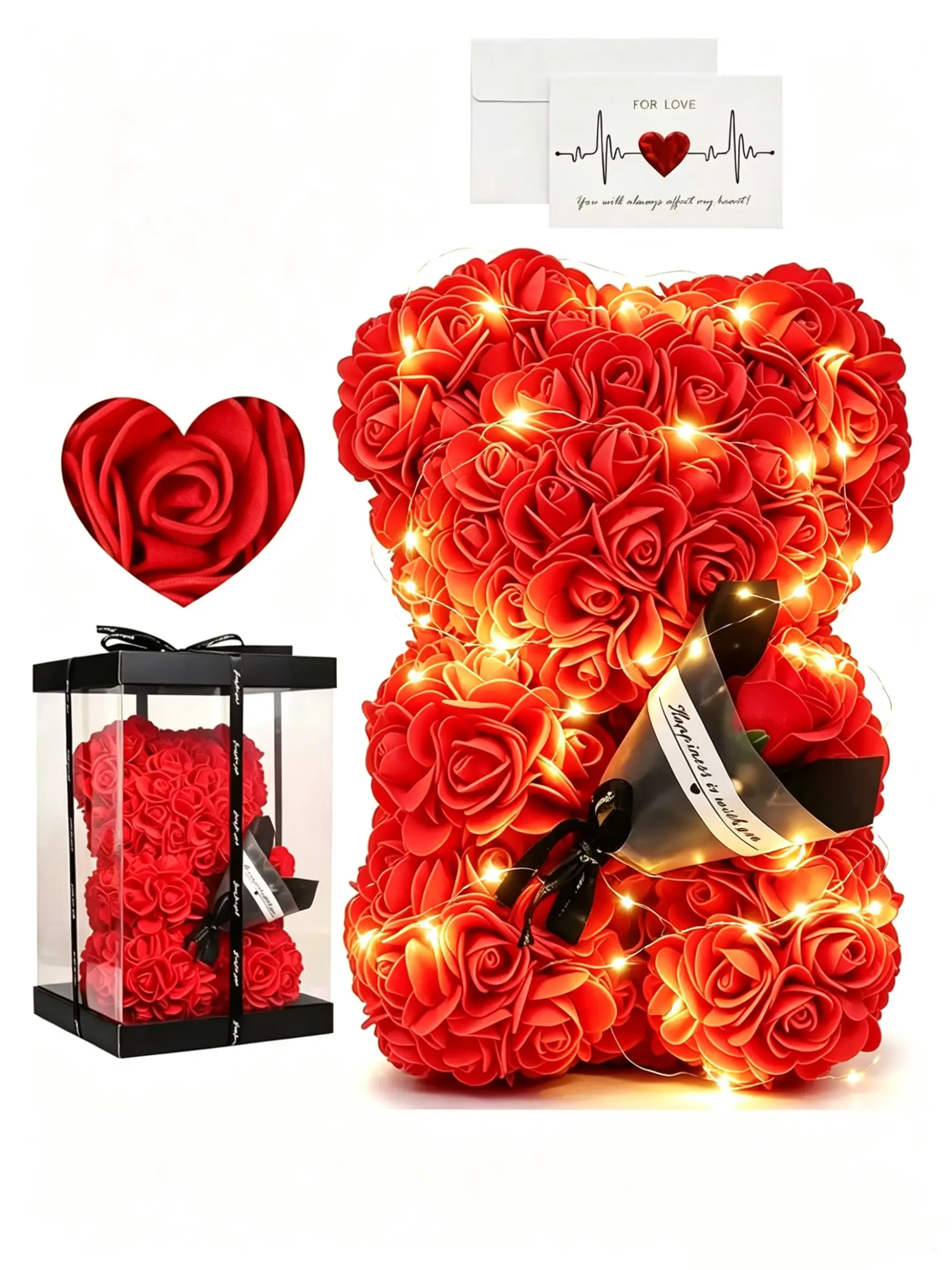 Creative Rose Bear Birthday Gift for Girls, Romantic Rose Bear for Valentine's Day, Halloween Gift Idea, Unique Present for Her, Surprise Gifts