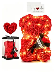 Valentine's Day Creative Pe Rose Bear, Christmas Gift Set, Rose Bear Hug Bear Kit, Perfect Present for Loved Ones, Festive Decoration