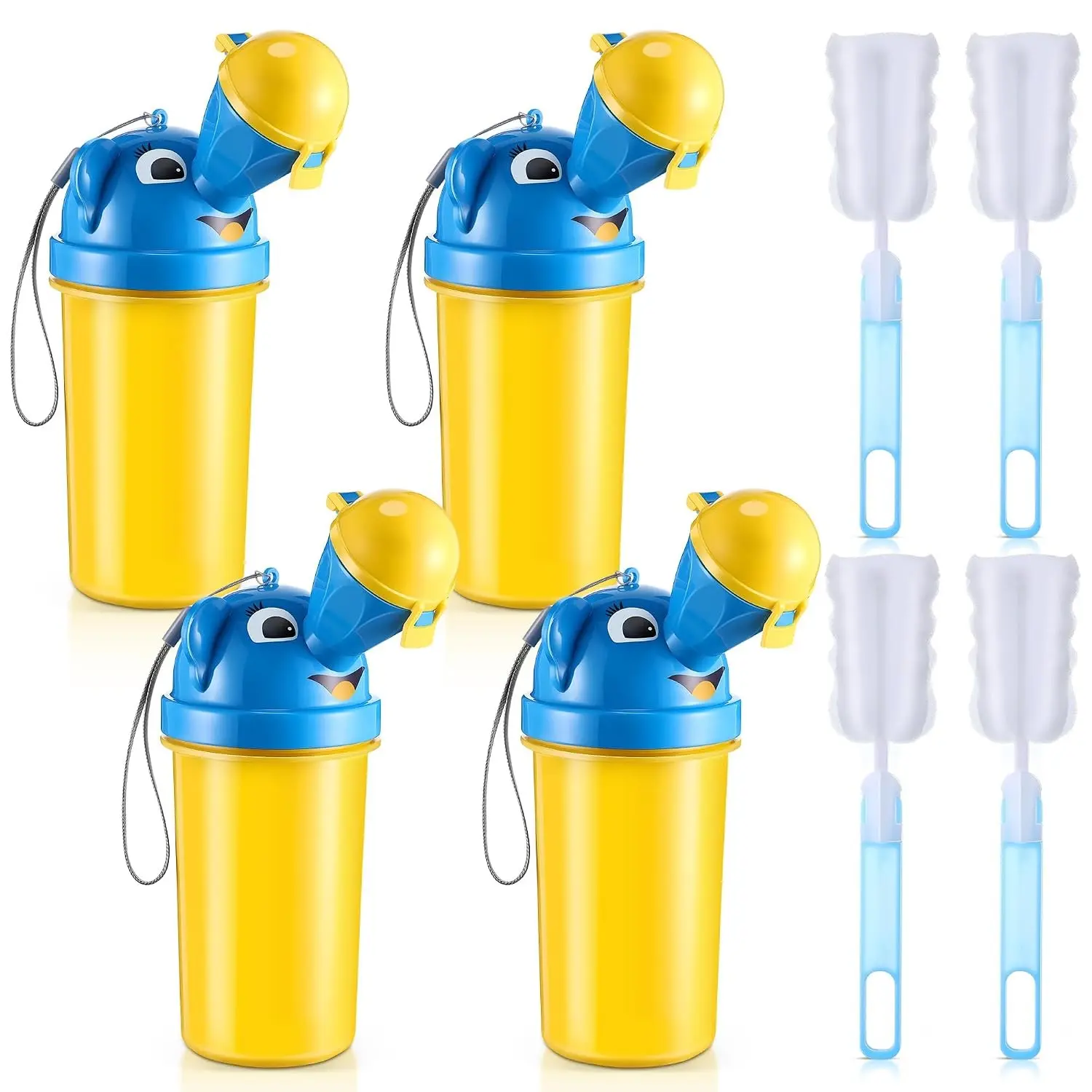 4 Pack 17 OZ Portable Urinal for Kids Boys, Leak Proof Portable Pee Bottle Travel Potty Urinal with 4 Clean Brushes for Emergency Outdoor Car Travel Camping Potty Training