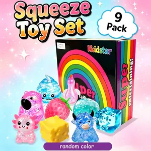 9-piece set - Blind box malt sugar stress relief toy, creative pinching and rebounding toy, 9 styles, high-end packaging, party gift