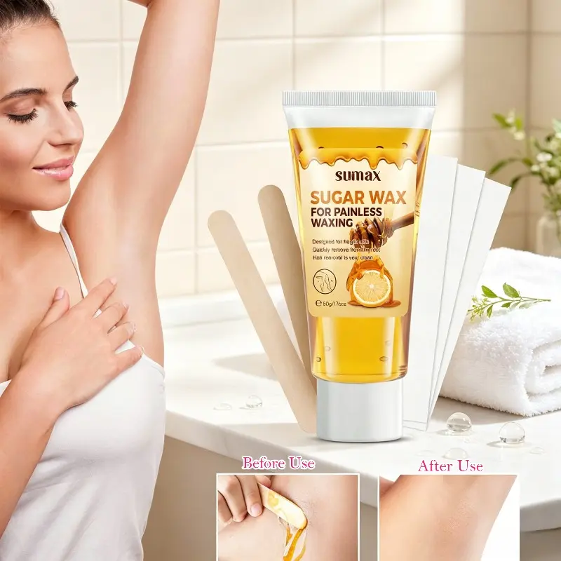50g Portable Hair Removal Wax 3-Piece Set with Wooden Sticks and Wax Strips, gentle, easy to operate and skin-friendly, suitable for whole body, underarms and limbs, quickly removes body hair for smooth skin, ideal hair removal product for summer