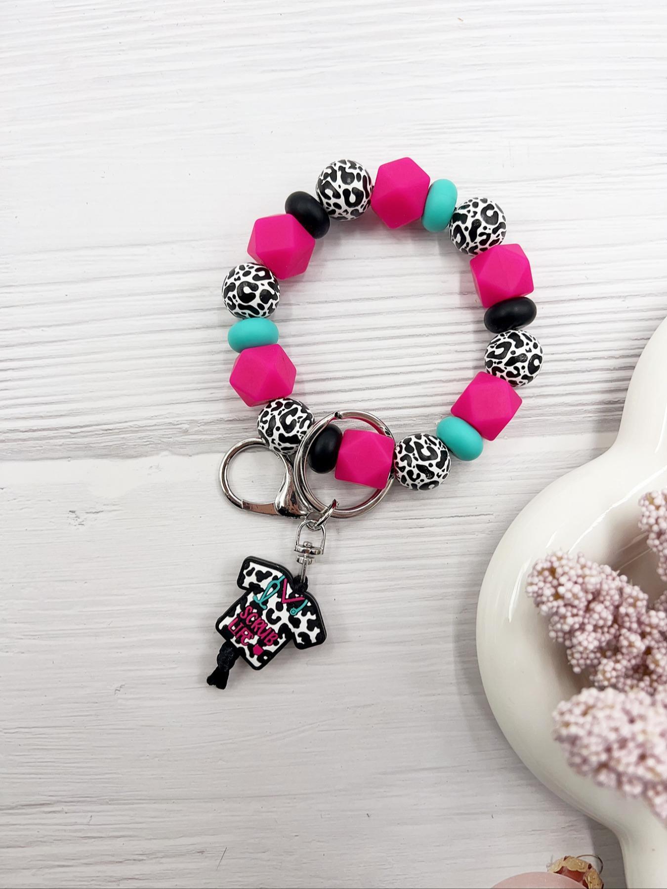 Creative Leopard Pattern Beaded Keychain, Boho Style Keychain for Women & Men for Daily Clothing Decor, Trendy All-match & Exquisite Keychain for Birthday Gift