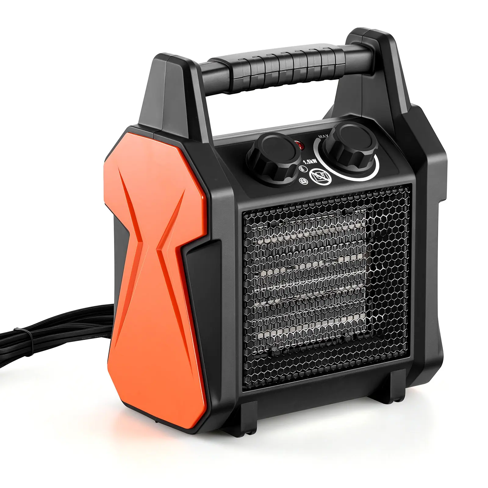 VEVOR Greenhouse Heater, 1500W Electric PTC Space Heater with Fan, Low High Heat Modes, Overheat Protection, Tip-Over Shut-Off, Portable for Grow Tent, Small Greenhouse, Flower Room, Home Office