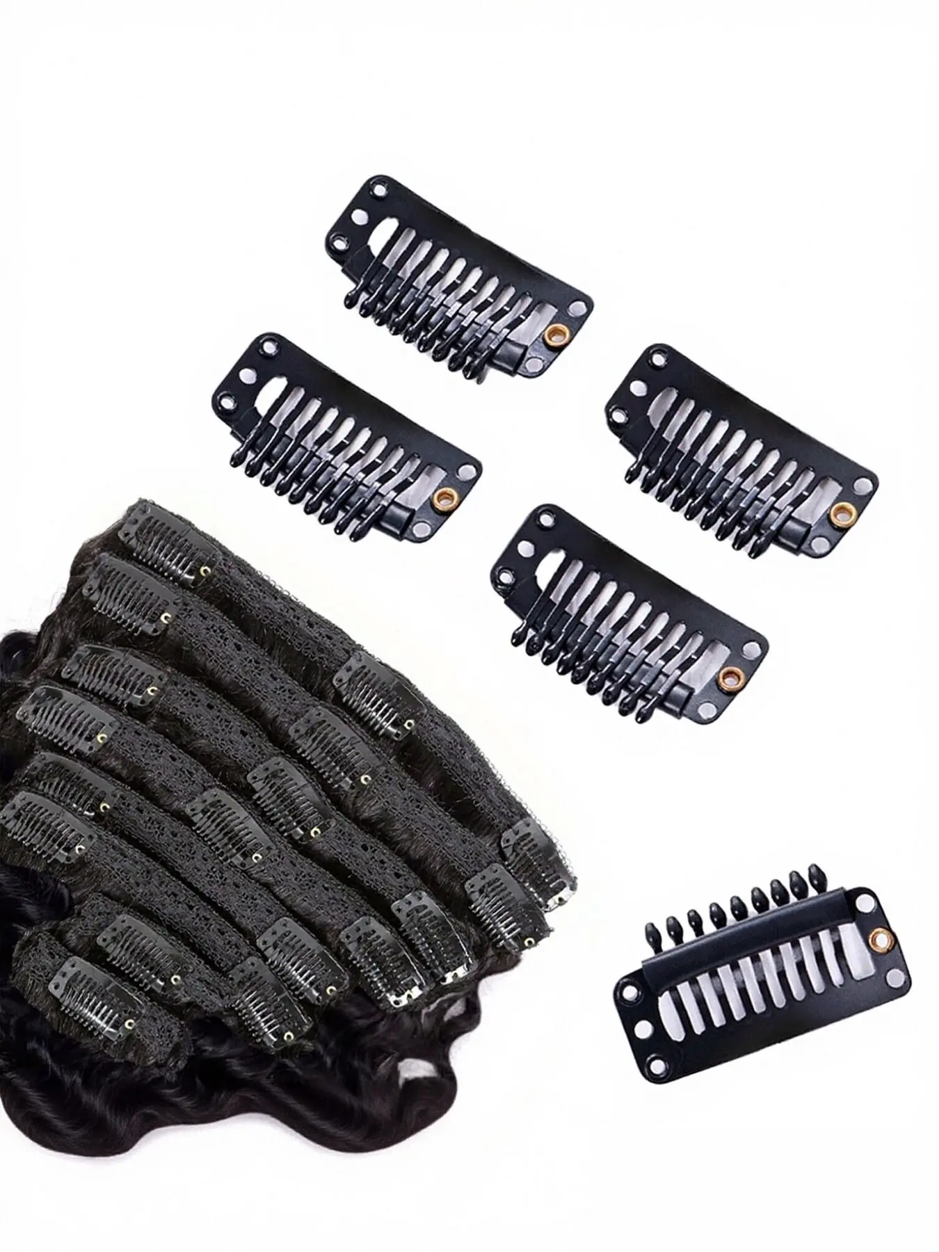 20 Pcs 9 Teeth Hair Extension Clips, I-Shape Wig Metal Snap Clips, 32mm Black Mini Hair Extension Combs, Toupee Clips DIY Hair Accessories for Women, Clip-in Hair Extensions, Lace Wigs, Bangs & Men’s Toupees
