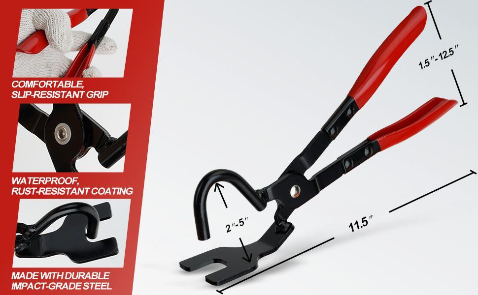 Exhaust Hanger Removal Tool, Heavy-Duty Exhaust Hanger Pliers for Car & Truck Rubber Exhaust Hangers, 25° Offset Design, Non-Slip Grip, Compatible with Most Exhaust Systems