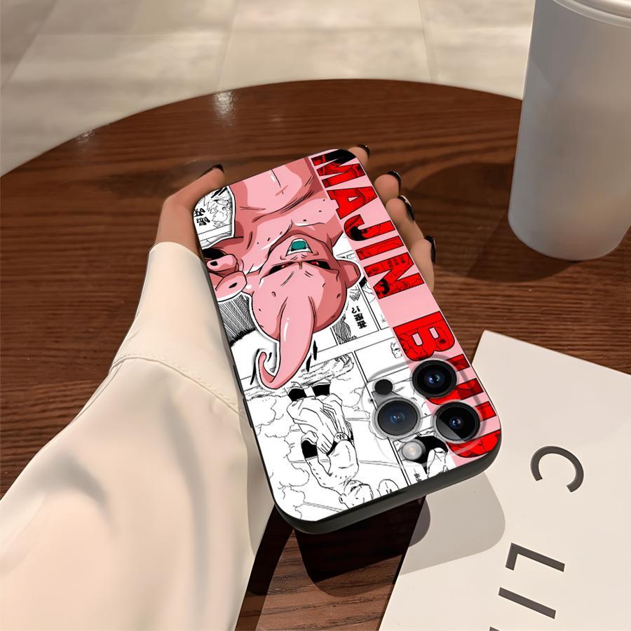 TPU Soft Case for iPhone 17 16 15 14 13 12 11 Pro Pro Max Air Black Comic Majin Buu Phone Cover Durable Protective