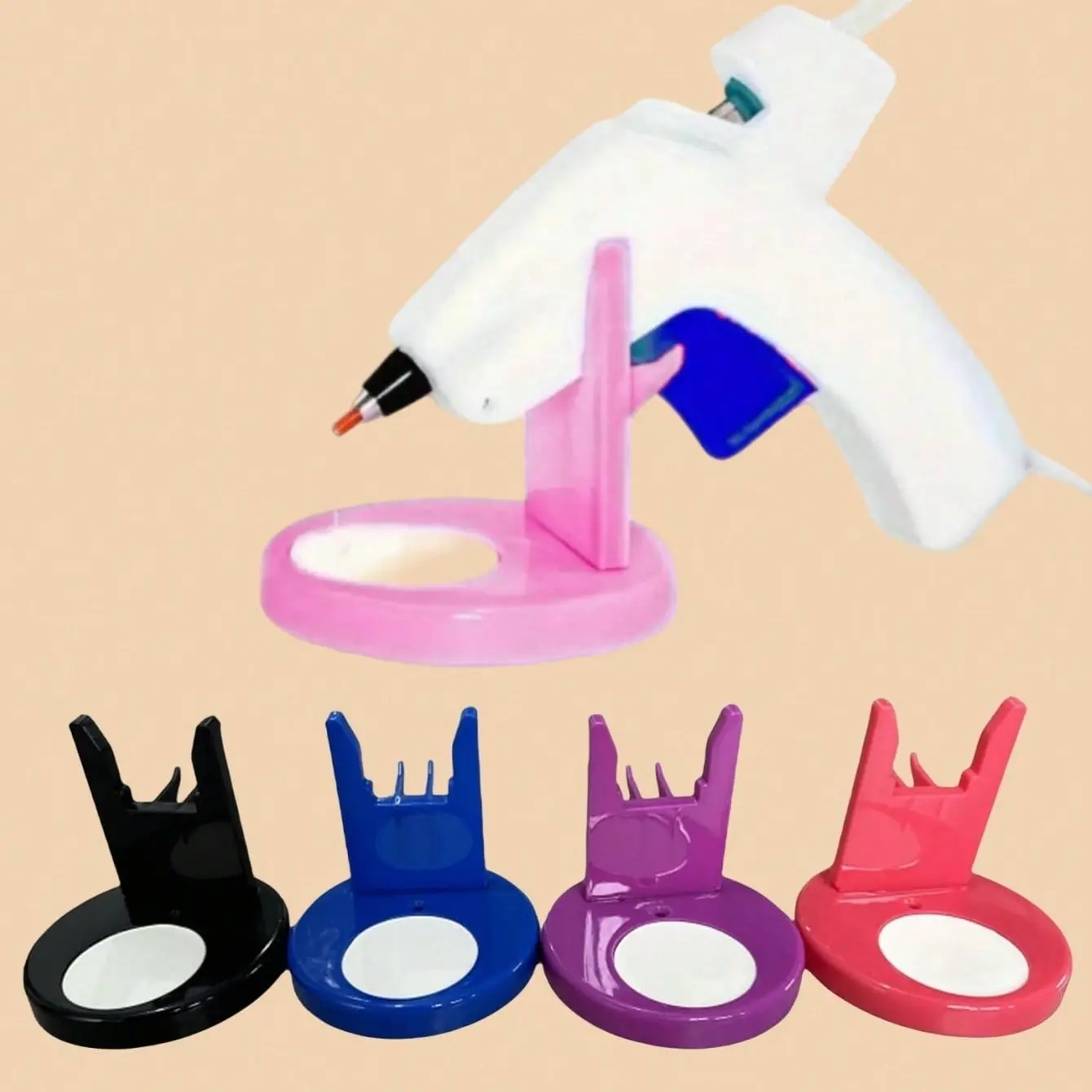 1pc Hot Glue Gun Stand Plastic Base Holder For Handmade Craft Tools Storage, Home DIY Repair Tool Accessory