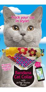 Hanami Bow Tie Cat Collar (Green) with bell safety breakaway soft lightweight for cats kitty kitten Japanese stylish pattern, No.1 Seller in Japan