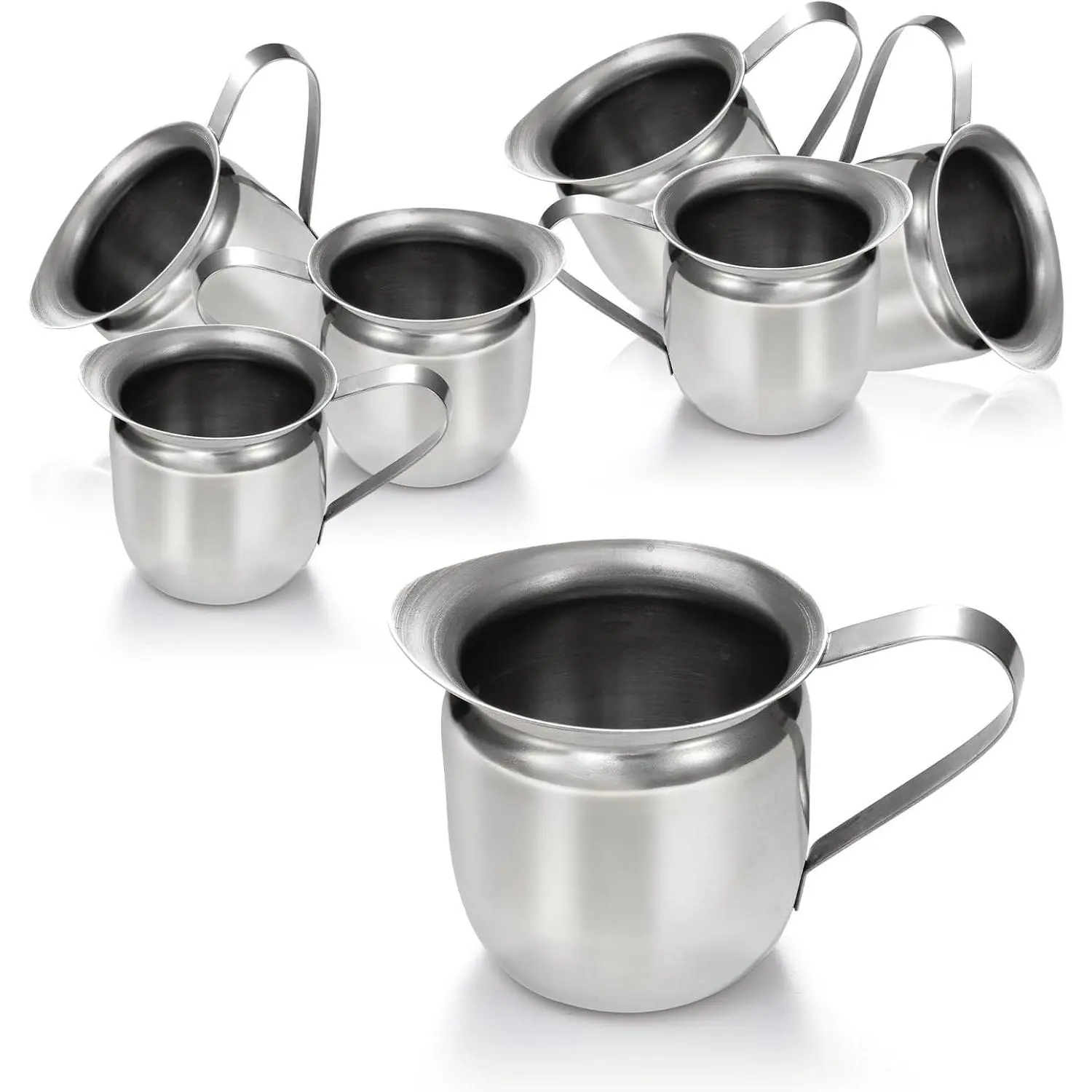 Fit Meal Prep [6 Pack] 5 oz Creamer Pitcher - Stainless Steel Bell Creamers, Mini Cup Container for Serving Milk, Coffee Cream, Salad Dressing, Maple Syrup, Espresso Machine for Restaurant, Cafes
