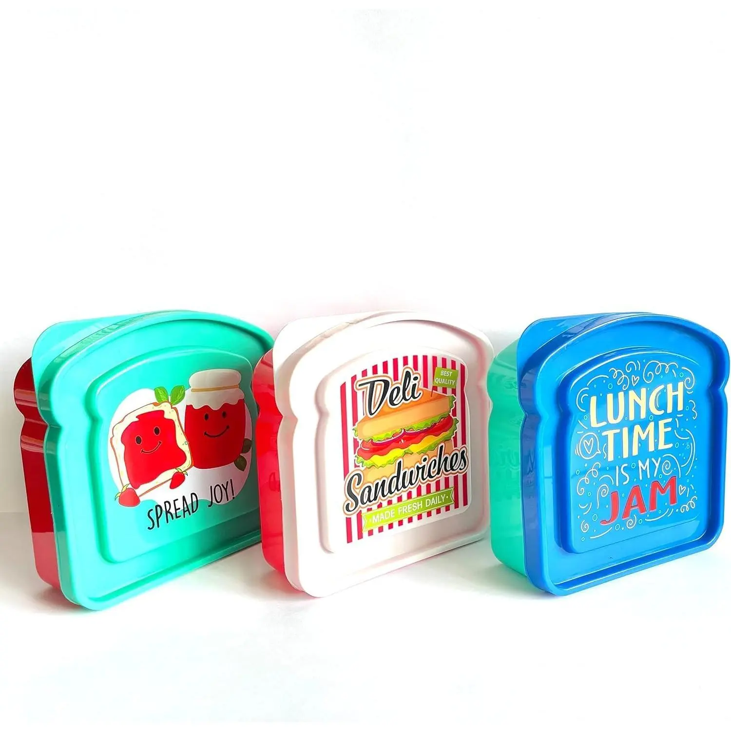 Set of 3 Toast Shaped Sandwich Boxes  Storage Sandwich Containers, 2 cups / 16 oz / (Pack of 3)