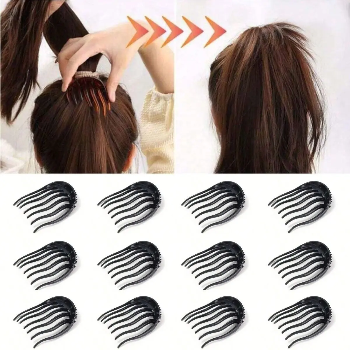 12 Pcs Women's Hairbrush Set with Plastic Clips, Side Comb, High Ponytail Tool, Ponytail Accessories, Daily Party Gift, Christmas Valentine's Day Present
