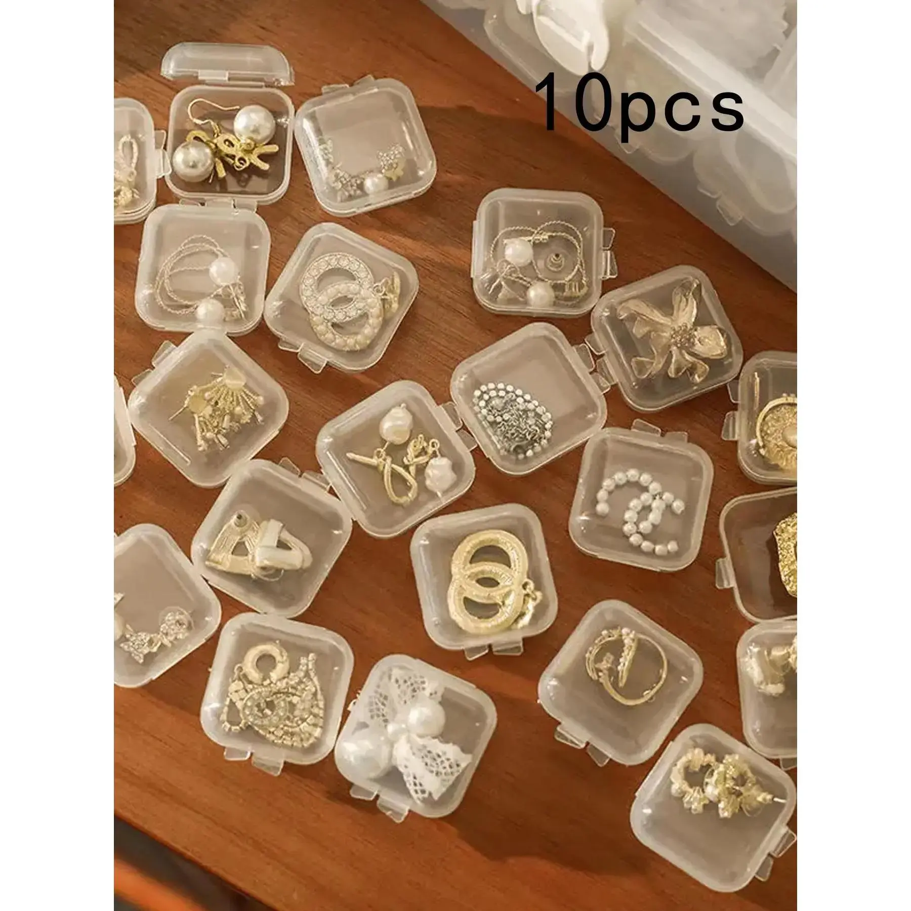 10pcs Clear Plastic Storage Box with Lid, Transparent Jewelry & Accessories Organizer Box, Bead Storage Boxes, Clear Plastic Organizers