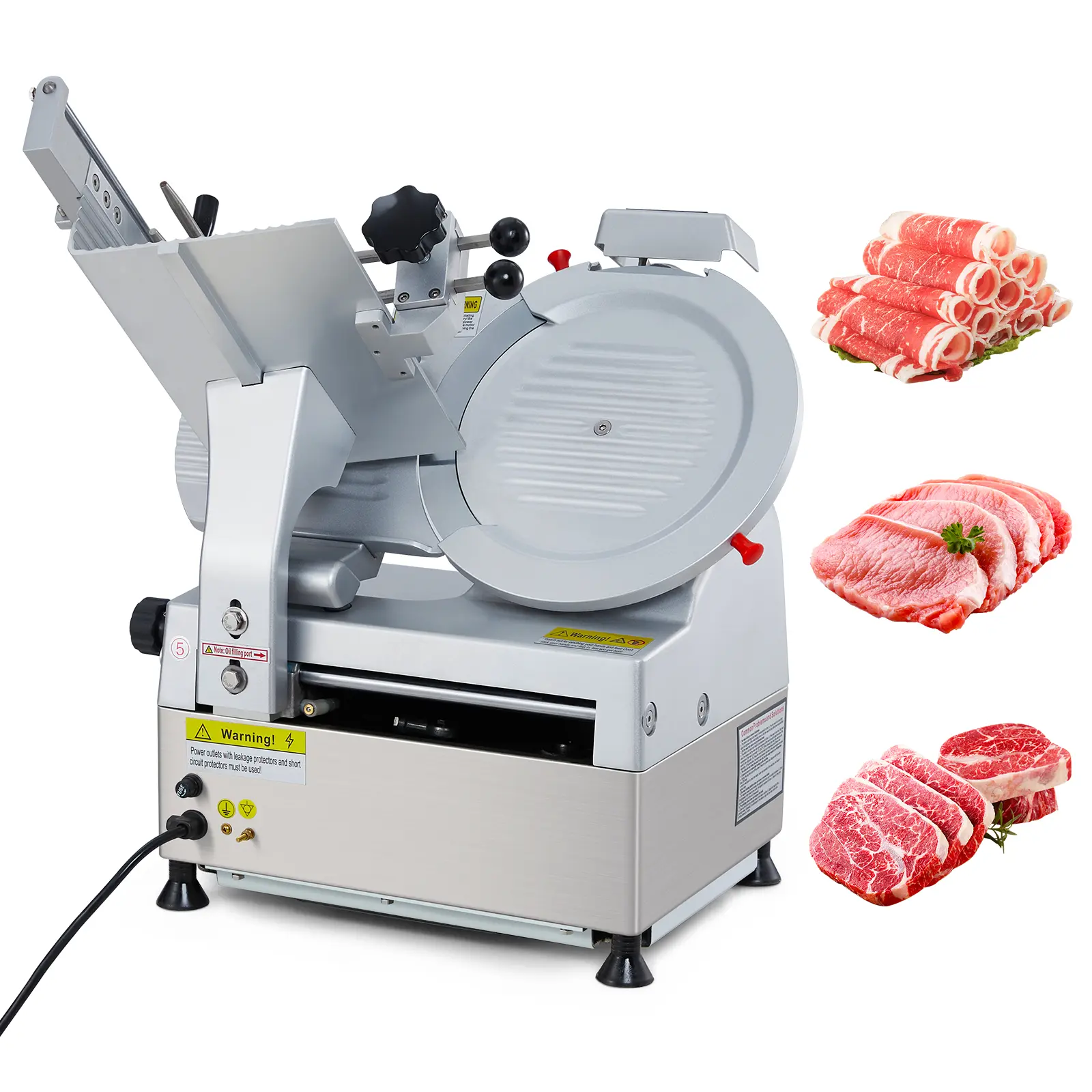 240W Electric Deli Meat Slicer with 10 Inch Stainless Steel Blade, Adjustable Thickness & Built-In Sharpener, Precision Slicing Machine for Meat, Bread, Cheese and Frozen Foods