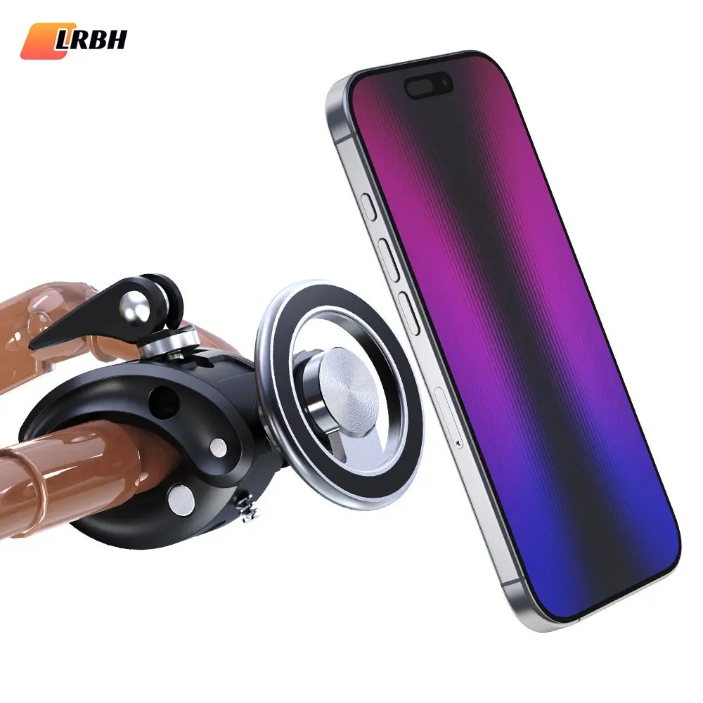 LRBH Magnetic Phone Mount, Secure Crocodile Clamp Grip with 360° Rotation, Adjustable Clamp, Fits Stroller, Gym, Treadmill, Peloton, Golf & Shopping Cart, Compatible with iPhone 12-17 & all cell phones