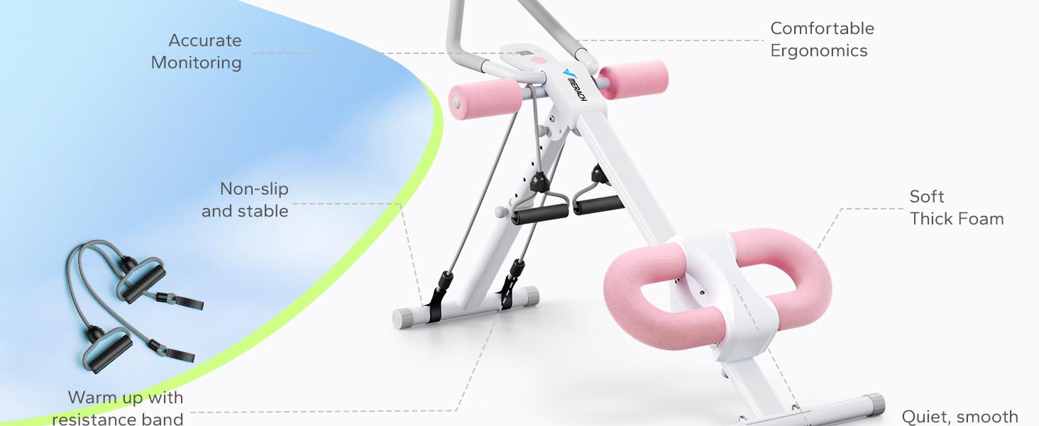 Ab Machine, Ab Workout Equipment, Adjustable Ab Trainer Machine for Abs Workout at Home Gym, Foldable, Knee Protection, Abdominal Trainer for Stomach Workout