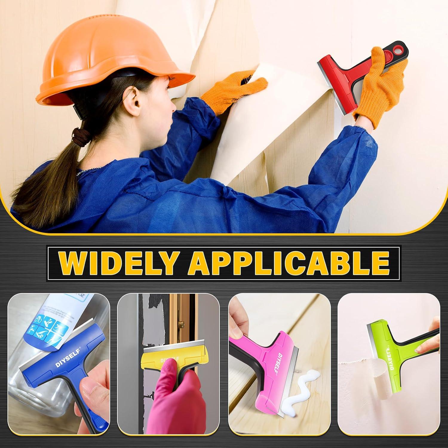 Razor  Scraper, 1 Pack Scraper Tool with 10 count 4-Inch , Razor Scraper for Cleaning Glass, Window, Stove Top, Oven, Kitchen, Cooktop, Shower Door, Sticky , Tile, Wallpaper