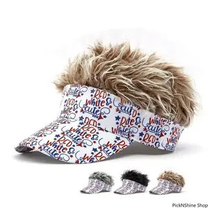 Funny Letter Print Synthetic Hair Baseball Cap, Adjustable Breathable Lightweight 70g Unisex Wig Visor Hat, Hip Hop Streetwear Sun Protection Cap, Novelty Party Costume Outdoor Travel Hat for Men