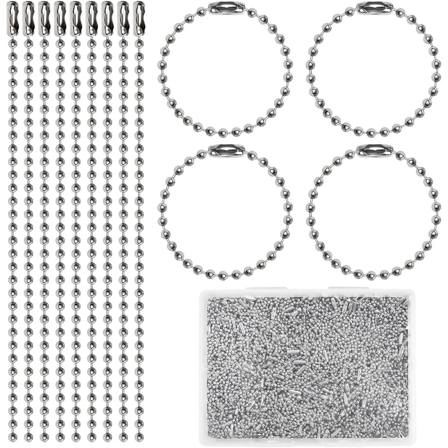 300 count Ball Bead Chains  Tag Chain Metal Sliver  Tag Necklace 4.72 Inch Long 2.4mm Ball Chain for  Making DIY Crafts  Decoration