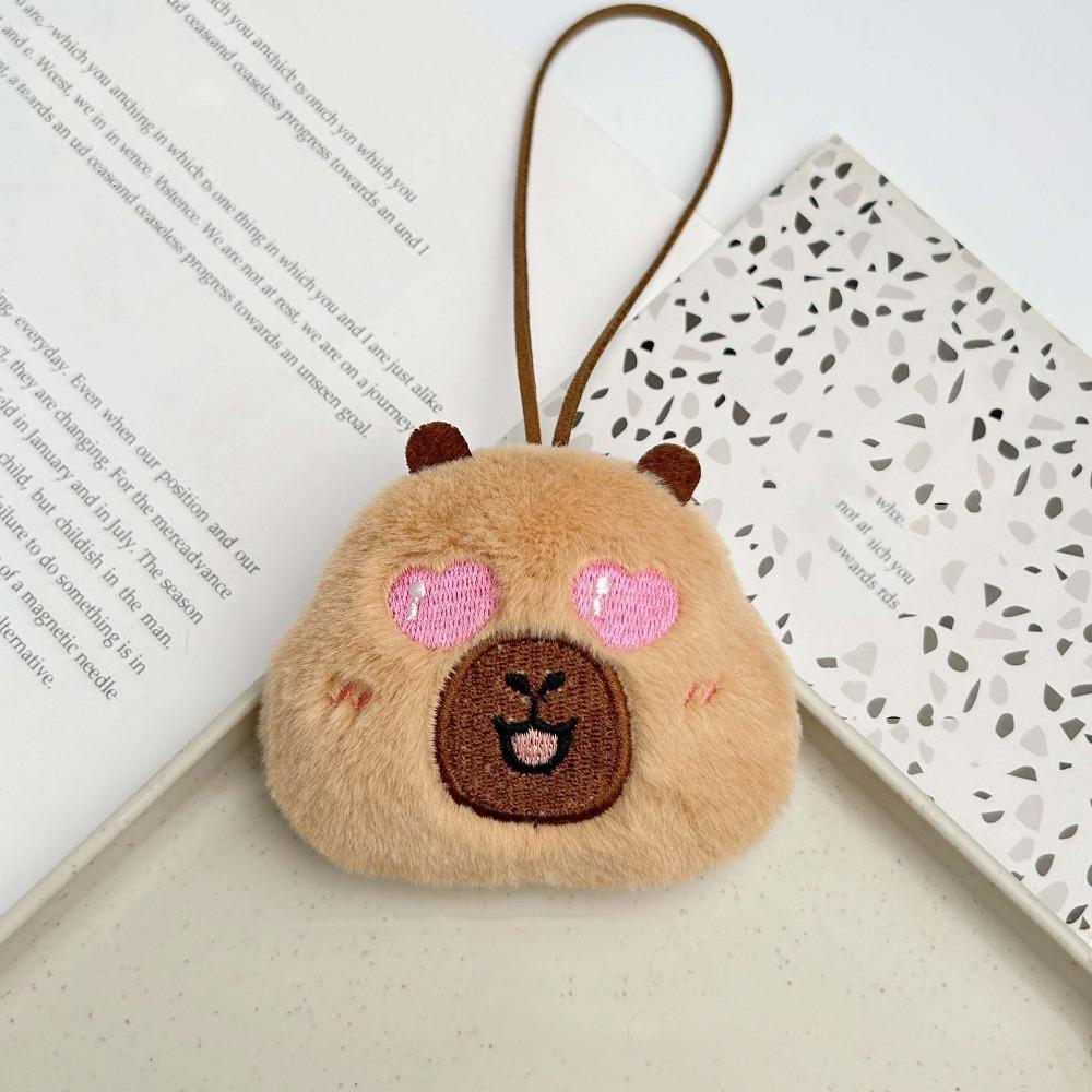 Cute Squinting Capybara Plush Keychain Blinking Heart Capybara Key Ring Beeping Runny Nose Cartoon Animal Pendant Couple
