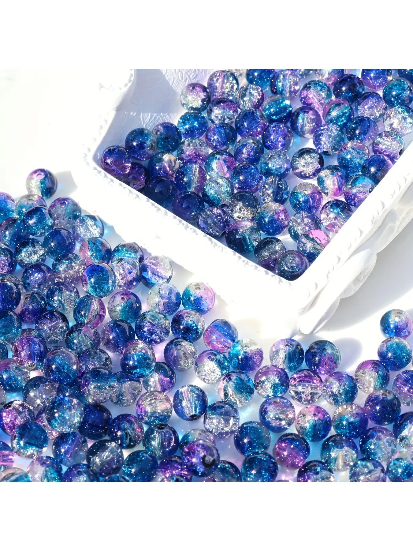 100 Ocean-themed Snowflake Broken Acrylic Beads - Blue and Purple 8mm, Perfect for DIY Jewelry, Bracelets, Necklaces, Earrings, Keychains, Jewelry Making Supplies, Beading Supplies