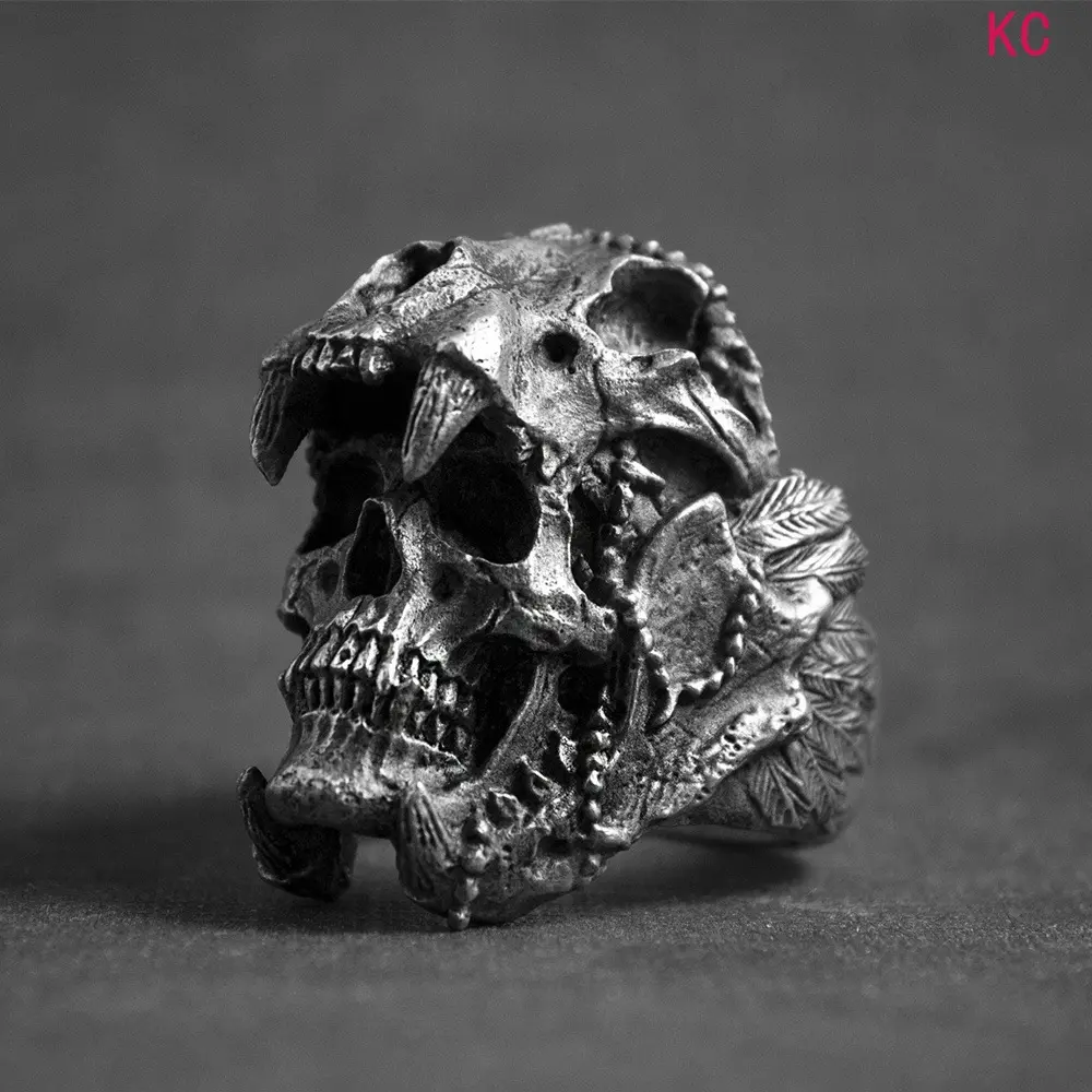Vintage Flame Skull Ring, Punk Style Finger Jewelry For Men European And American Daily Fashion Matching