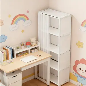 Simple Dust-Proof Storage Cabinet, Modular Design, Adjustable Layers, Transparent Curtain, Large Capacity, Ideal for Bedroom, Entryway, Study Room, Modular Wardrobe