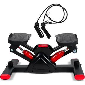 Mini Twist Stair Stepper with Resistance Bands - Home Cardio Cross Trainer, Up-Down Motion Full Body Exercise Equipment