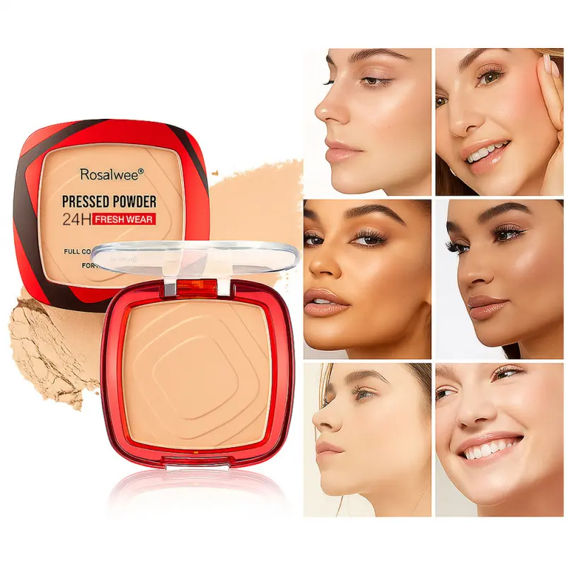 RosaWee Matte Pressed Powder, Oil Control Pore blurring Long Lasting Setting Powder, Waterproof Finishing Powder Sweat Proof High Coverage Compact Makeup, Suitable for All Skin Types, Portable for On the Go Touch Ups