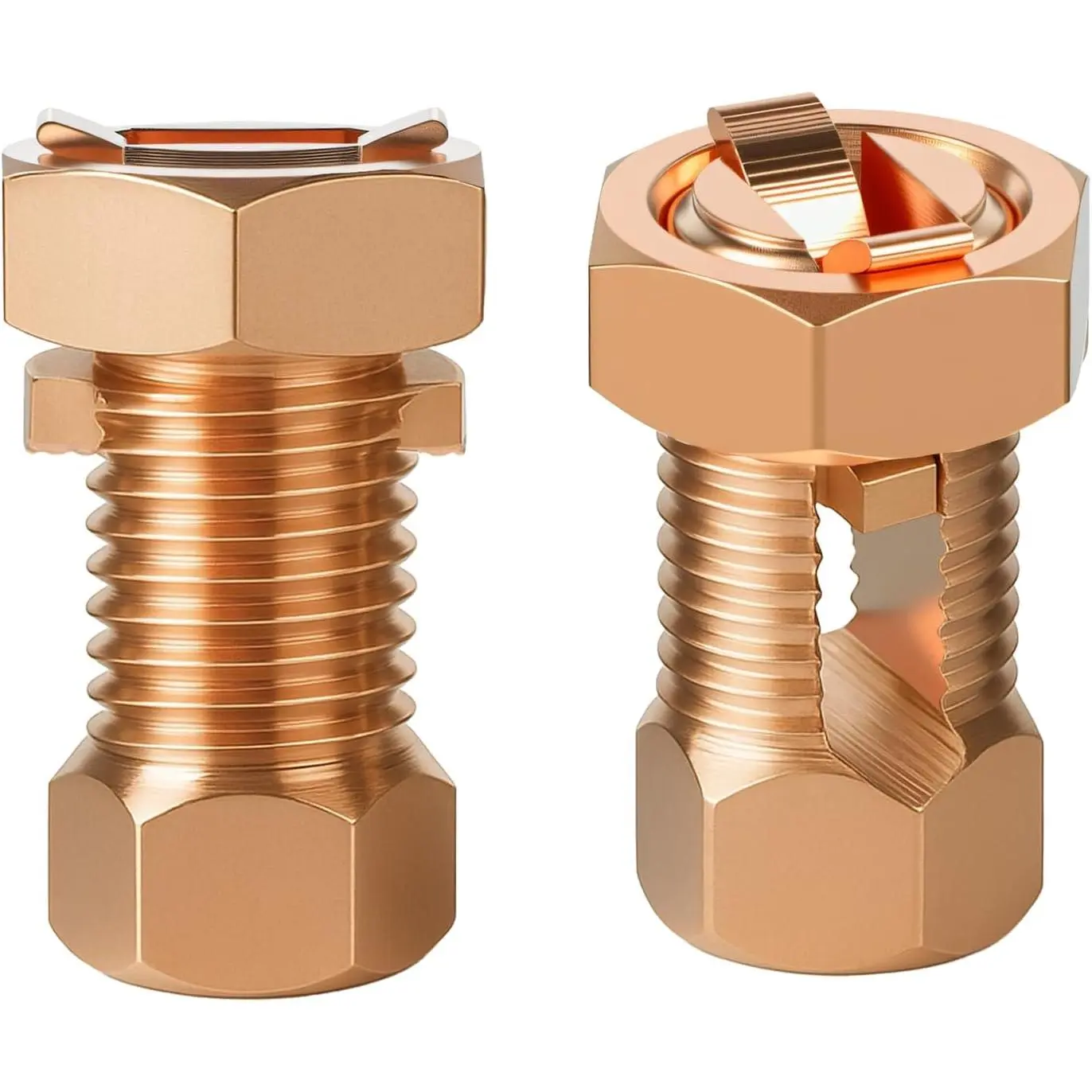 2PCS Superior Strength Split Bolt Connector Copper Grounding Clamps for Completing Ground Bonding to Bare Wires TJ-16