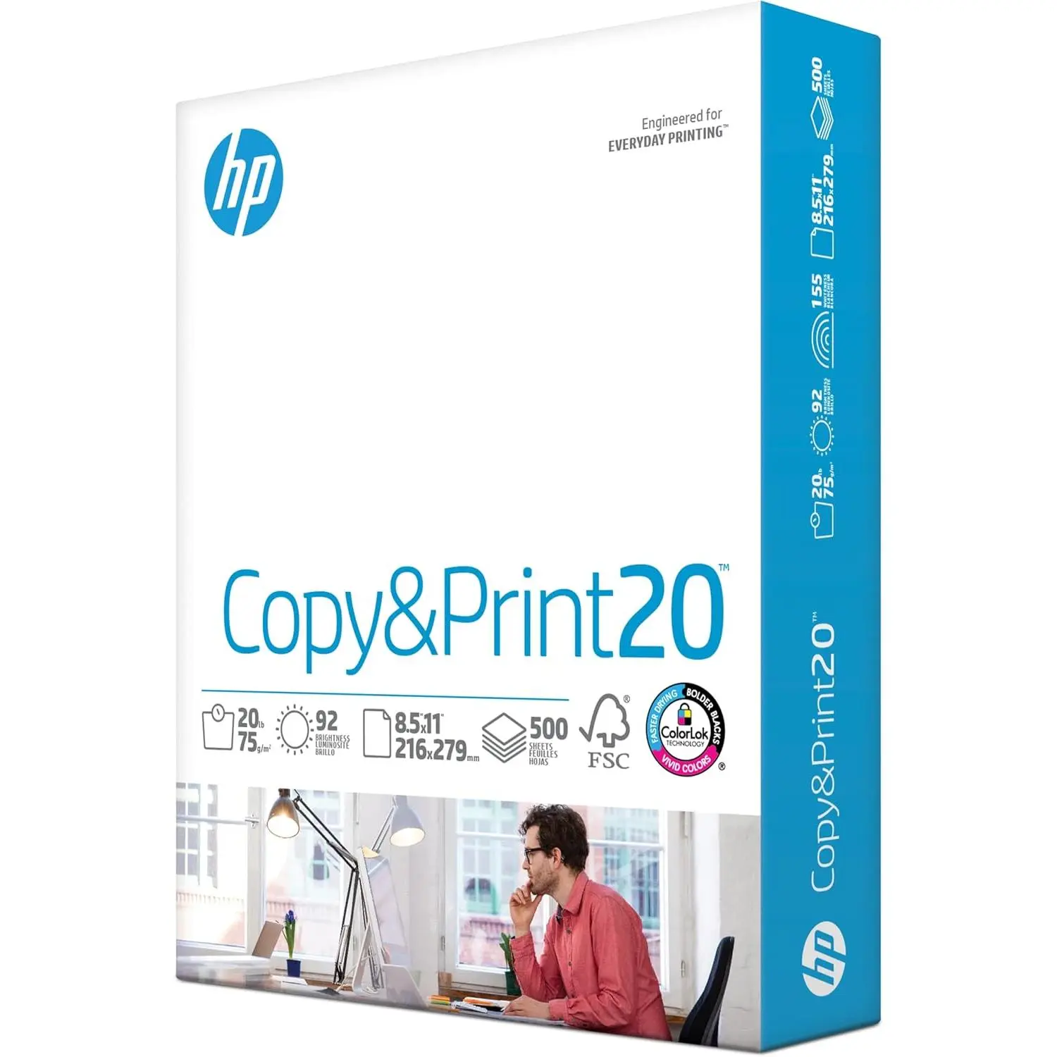 HP Printer Paper for Printing, 8.5x11 Size, 20 lb Copy & Print Paper, 1 Ream (500 Sheets), 92 Bright, FSC Certified, 200060