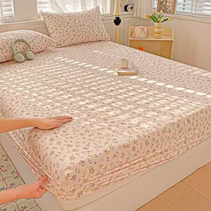 Colorful Dot Pleated Bed Sheet Set, Soft Skin-Friendly Full Coverage Non-Slip Mattress Protector, Includes 1 Fitted Sheet + 2 Pillowcases Single Double Queen size