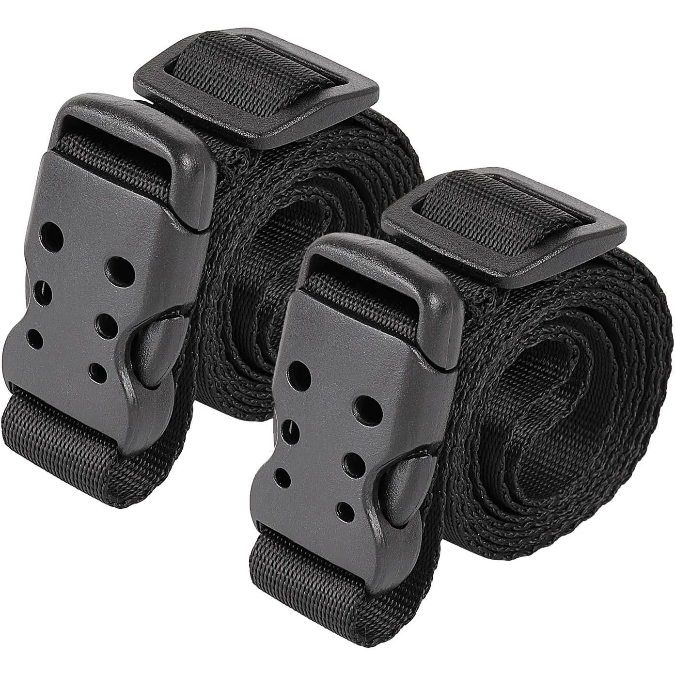 2 Pack Black 40-Inch Quick-Release Adjustable Nylon Utility Straps with Buckle