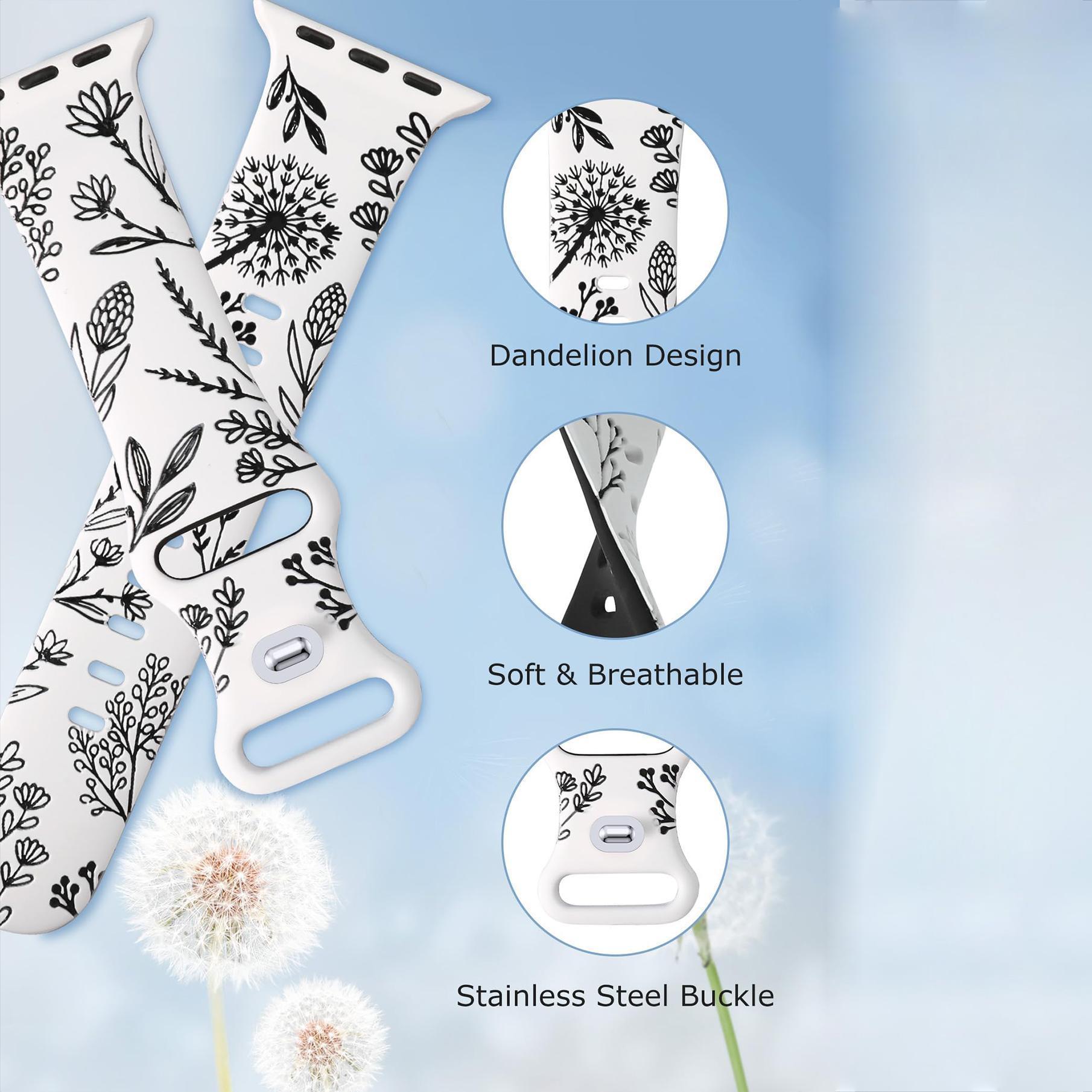 Floral Engraved Pattern Watch Band, 1 Count Soft Silicone Watch Band for Women, Wearable Accessories Smart Watch Straps Compatible with Apple Watch Series 9 8 7 6 5 4 3 2 1 SE Ultra