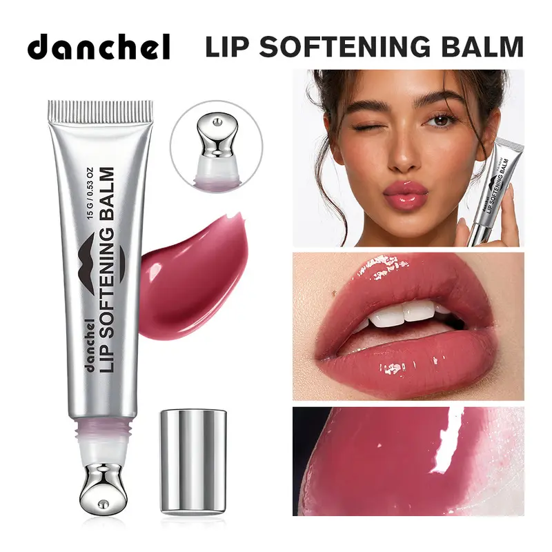 danchel Cool Metal Tip Soft Tinted Lip Gloss, 6 Colors Natural Daily Lip Jelly, Hydrate Repair Cracked Lips Reduce Lip Lines, High Shine Watery Lip Light Non-Greasy All Day Lip Balm