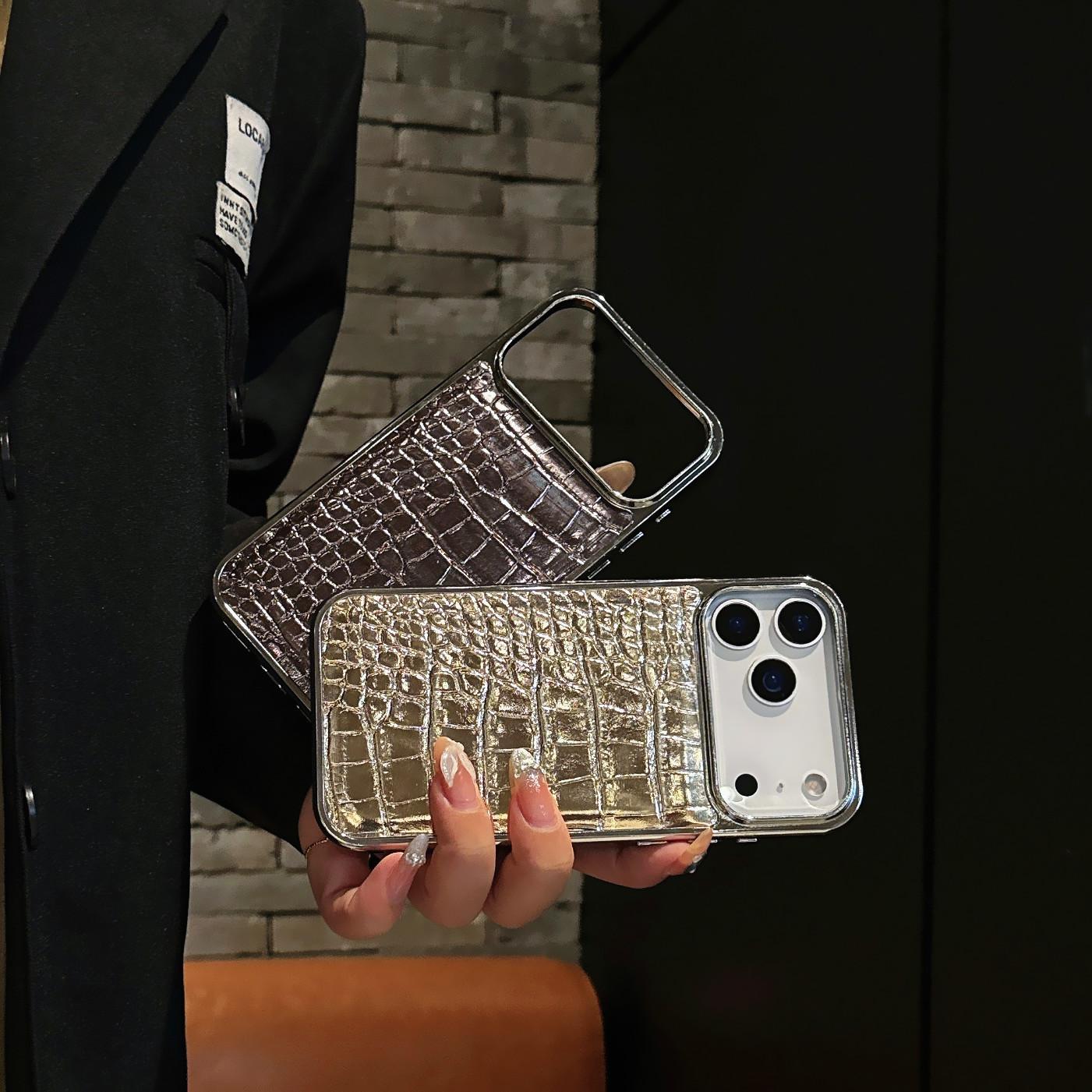 Iridescent Electroplated crocodilePattern Case Suitable for iPhone17, iPhone 16 Pro Max, Vegen Crocodile Leather, high-end feel, anti-drop protective cover