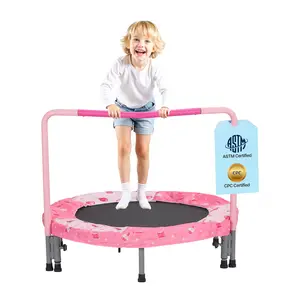 Fathersdaygift VEVOR 36" Kids Trampoline, 3FT Indoor Outdoor Trampoline, Foldable Mini Trampoline with Handle, Rebounder Trampoline for Toddlers, Birthday Gift for 3+ Years Children, Boys Girls for Fun, Red
