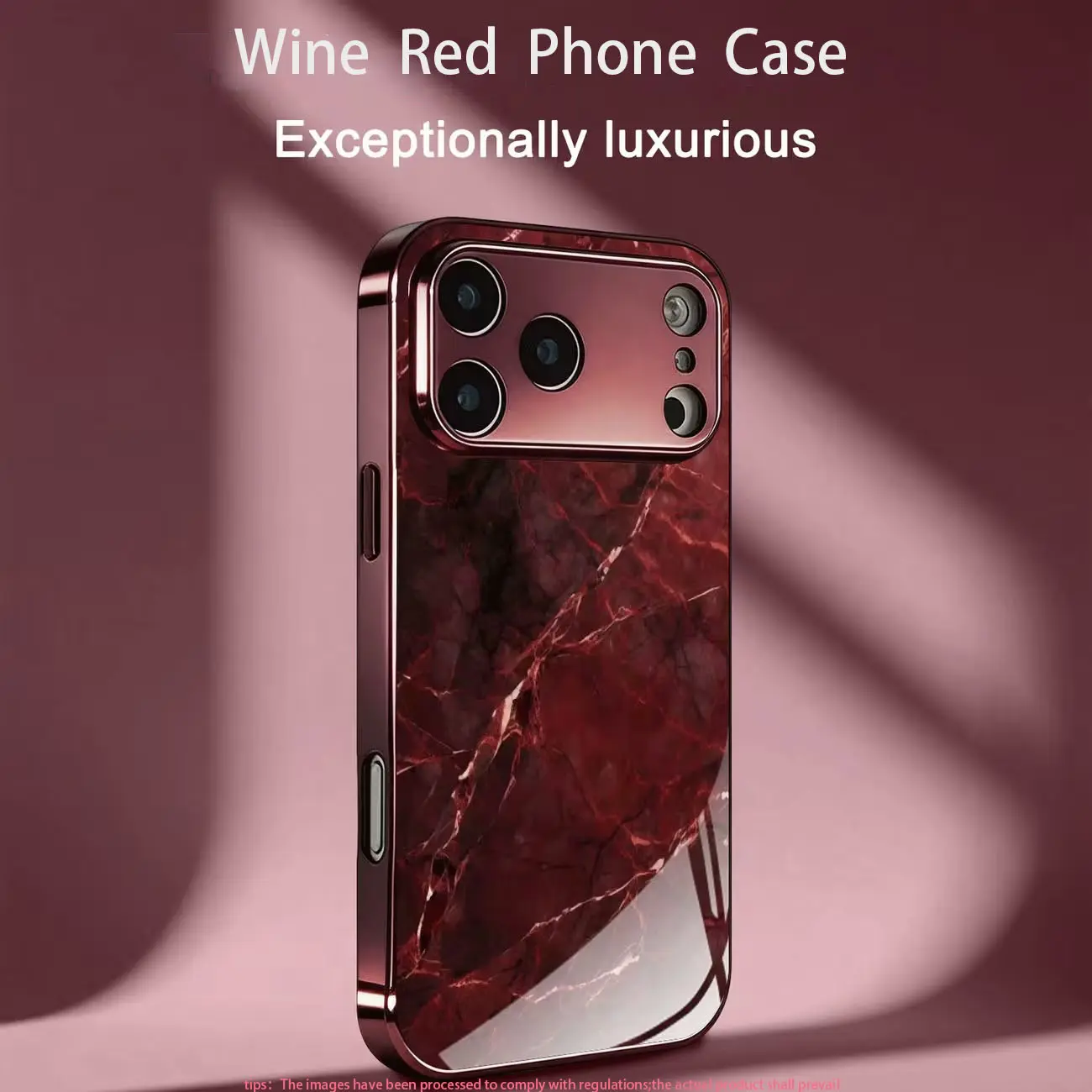 Wine-red marble pattern phone case for OPPO Reno2 F/Reno3 Pro 5G/Reno4/Reno4 5G/Reno4 Pro/Reno4 Pro 5G/Reno5 4G/Reno5 Pro 5G/Reno6/Reno6 5G/Reno6 Z Full coverage, stylish and luxurious, high-value protective case