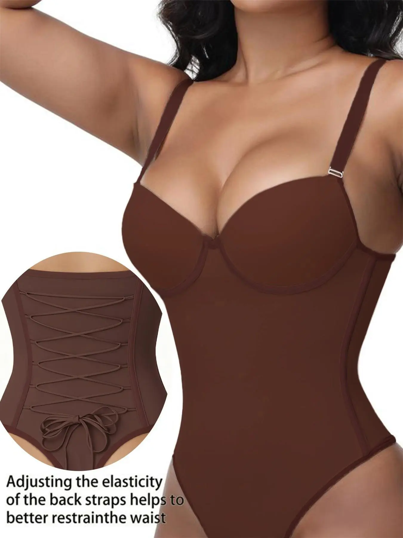 Women's Sleeveless Shapewear Bodysuit, with Bra and Back Straps, Slimming Waist Control, Perfect for Outdoors, All Seasons Wear