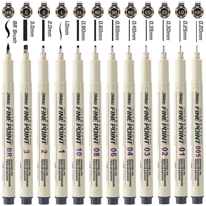 Waterproof Fine Point Pen, 6/9/12pcs Smooth Fine Point Pen, Art Supplies for Drawing, Painting, Sketching, Architecture, Design, Paint Pens