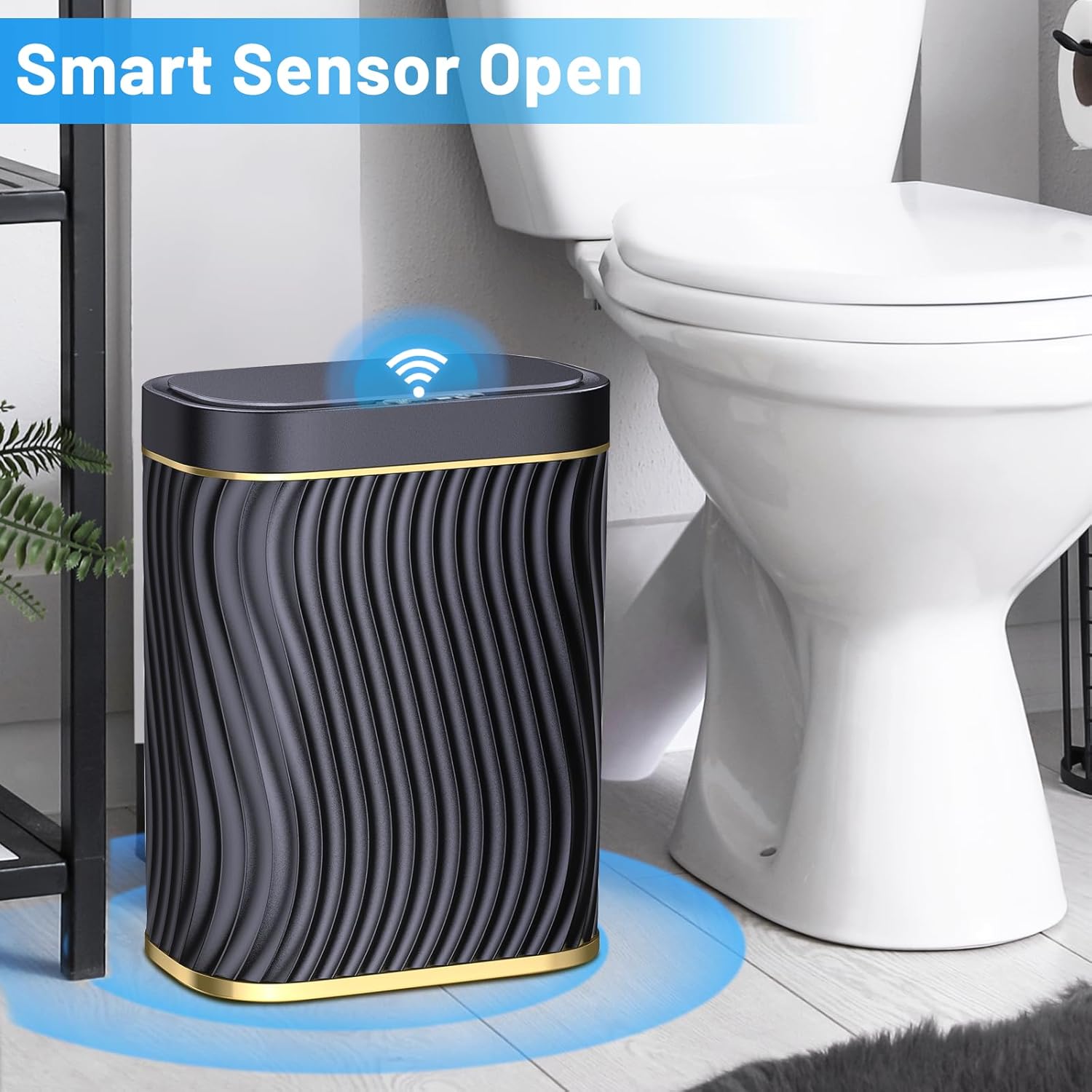 Bathroom Small Trash Can with Automatic Touchless Lid, 2.6 Gallon Garbage Can Narrow Trash Bin for Bedroom, Office, Living Room Bathroom Small Trash Can with Automatic Touchless Lid, 2.6 Gallon Garbage Can Narrow Trash Bin for Bedroom, Office, Living Room