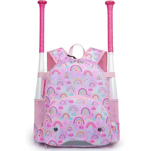Youth Tball Baseball Backpack, Lightweight Softball Bag with Shoes Compartment & Name Tag, Reinforced Zippers & Seams