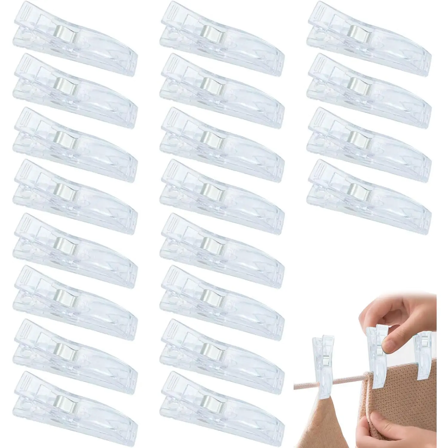 20 count Hanger Clips for Pleated Paper Blinds Shades, Multi-Purpose Plastic Hanger Clips Clear Plastic Blinds Clips  Pinch Finger Clips for Window Blinds Shades Clips That Hold Curtains