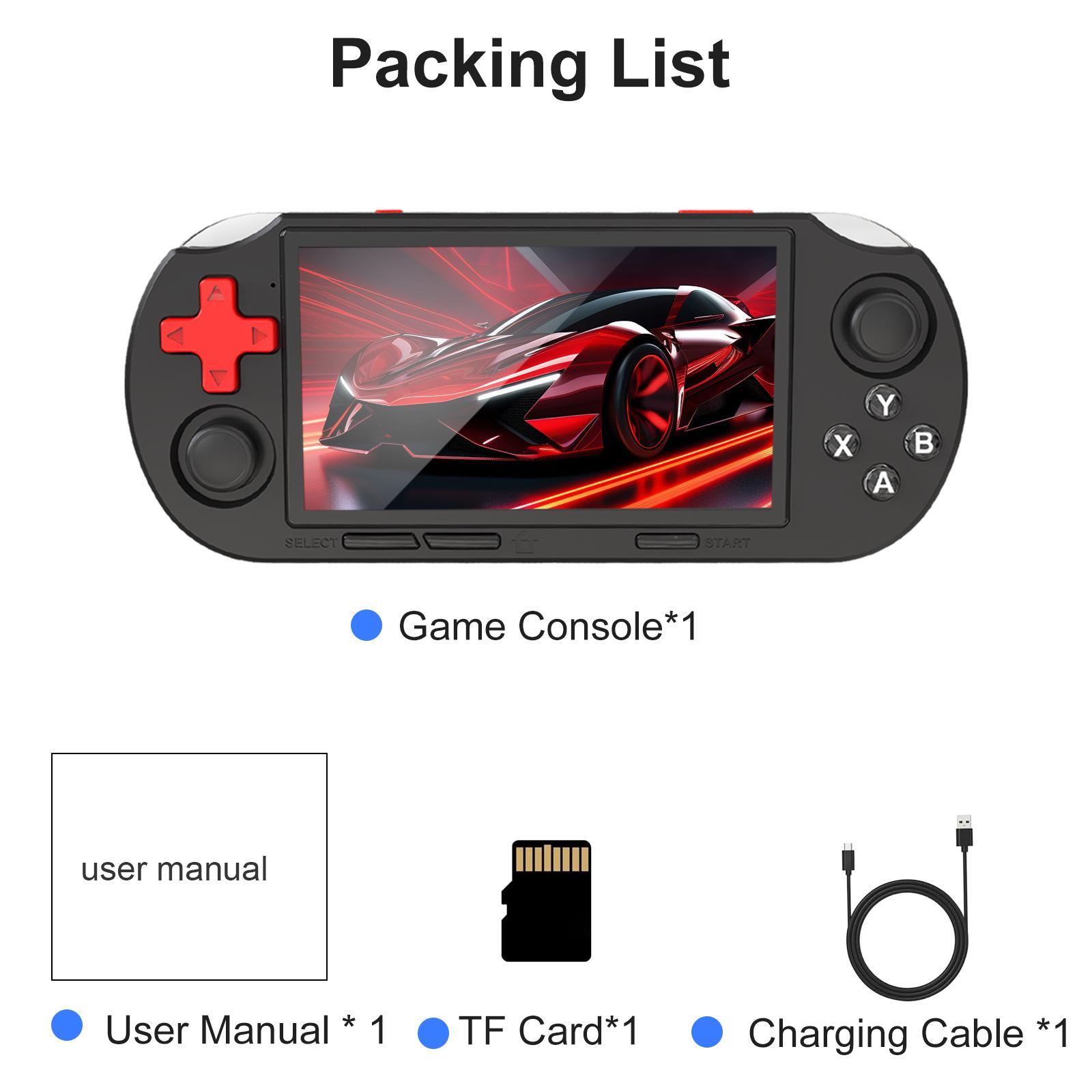 GAMINJA 4.5 Inch IPS Screen Portable Handheld Game Console, Dual-Core Retro Gaming Device with RGB Lighting Effects, Supports 14 Emulators Including PS1 GBA SFC