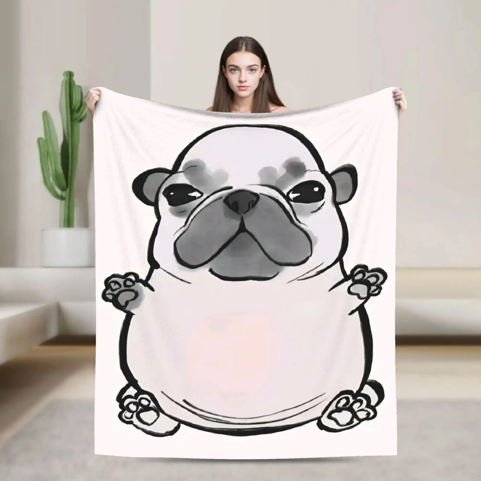 My Belly Pibble Dog Flannel Blanket, Cute Soft Plush Throw Blanket for Couch Bed Outdoor Home Decor