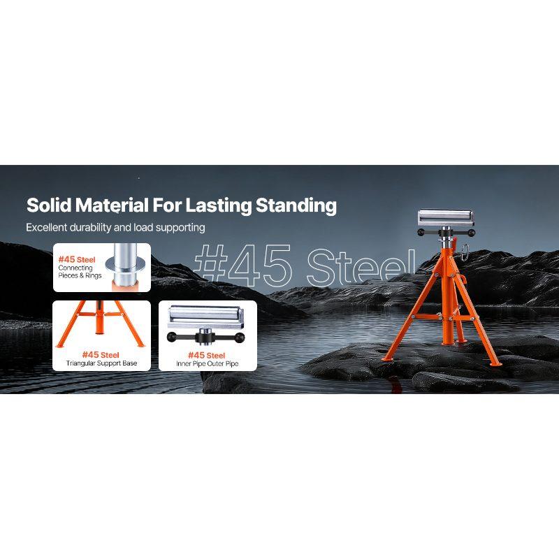 VEVOR Roller Stand, Heavy Duty 2500 LBS Load Capacity, 27.6-52 Height Adjustable, 45# Steel Folding Roller Support Stand for Pipes, Wooden Boards