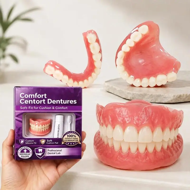 2026   False Teeth Adult Full Set Silicone Dentures Natural Upper Lower Soft Comfort Fit Instant Smile Oral Cosmetic Accessories