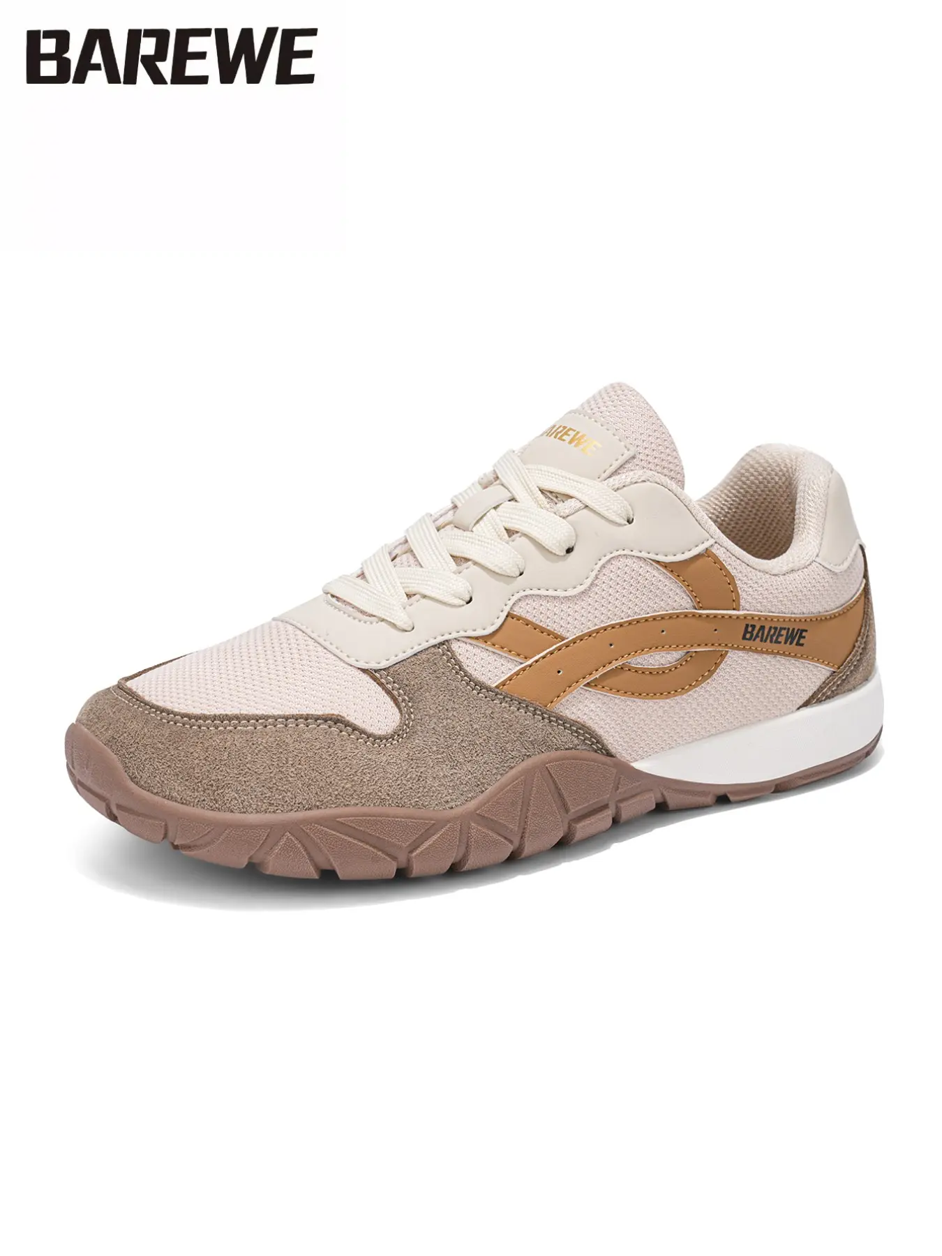 Barewe Spring Autumn Outdoor Hiking Shoes, Rubber Sole Wide Fit Unisex Barefoot Shoes, Low Heel Casual Sport Sneakers