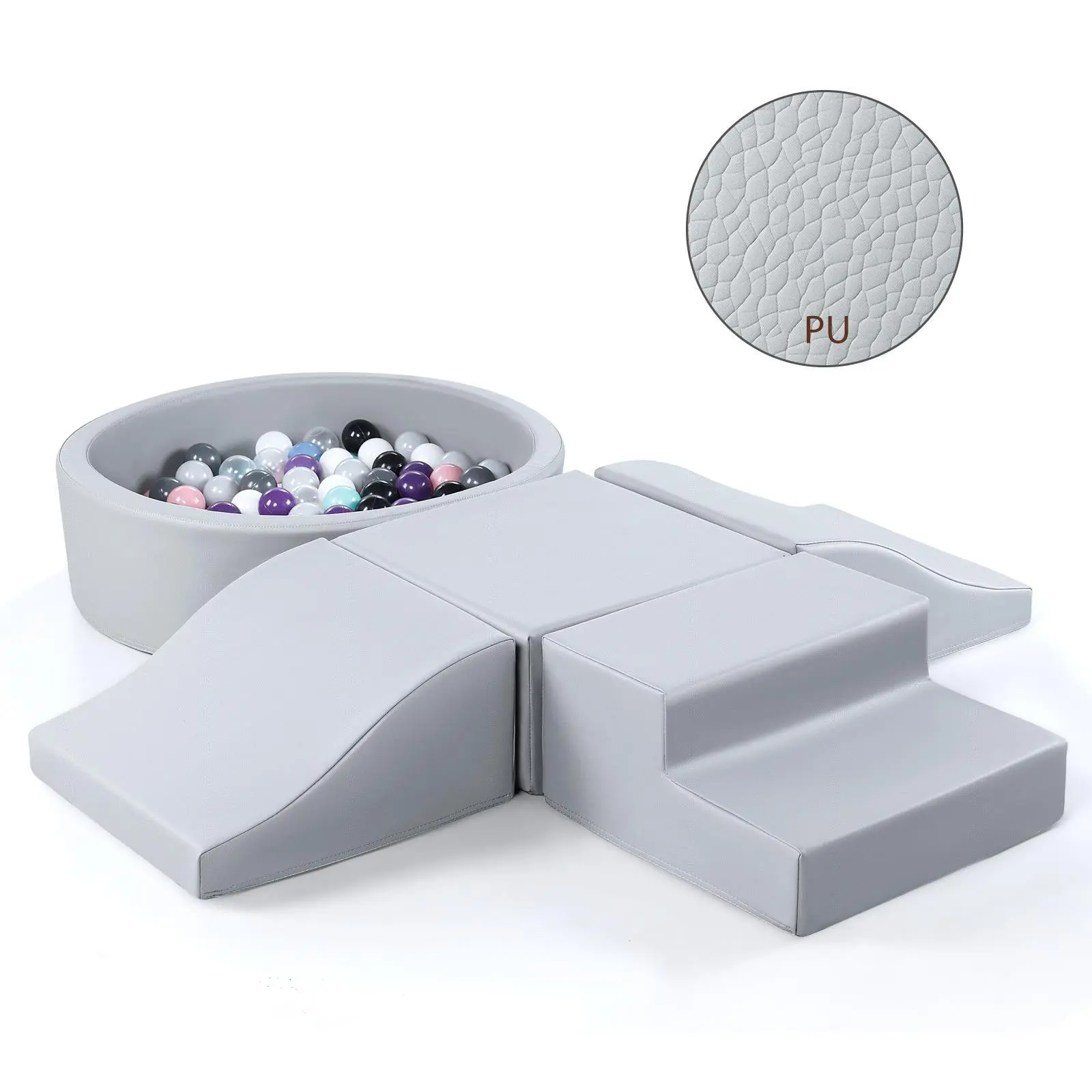 Sumbababy Climbing Toys for Toddlers:Soft Play Set with Ball Pit & Crawling Blocks, Indoor Activity Gym for Boys & Girls, Baby Climb and Crawl Playset, Birthday Gift (Gray)
